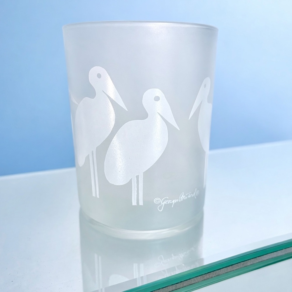 Vintage 1960s - Georges Briard - Frosted Glass Crane Highball Glasses – Set of 4 - Picture 2 of 3